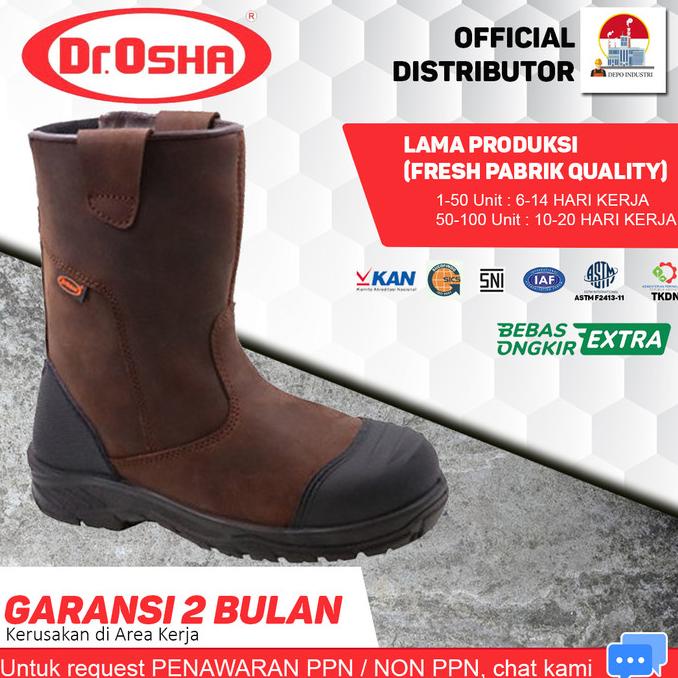 Ready stock] Safety Shoes Dr Osha Mustang Boot 9373 S1 Comp Toe Cap - SOL RUBBER PU