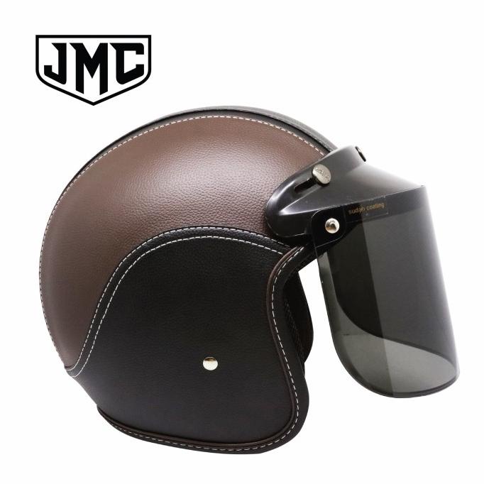 Helm Bogo Retro Cokelat Tua Full Leather SNI