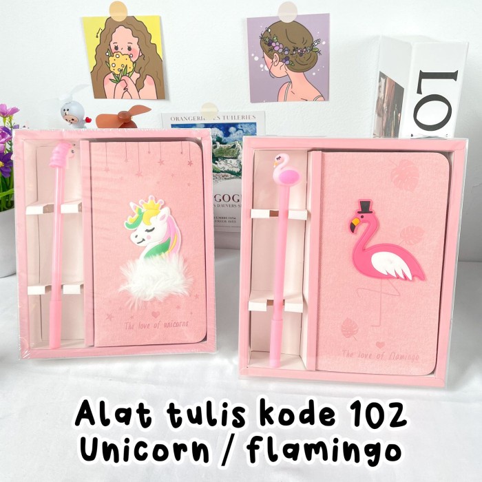 

Terlaris Paket Buku + 1 Pulpen Dengan Box Cantik Karakter Flaminggo Unicorn Luc