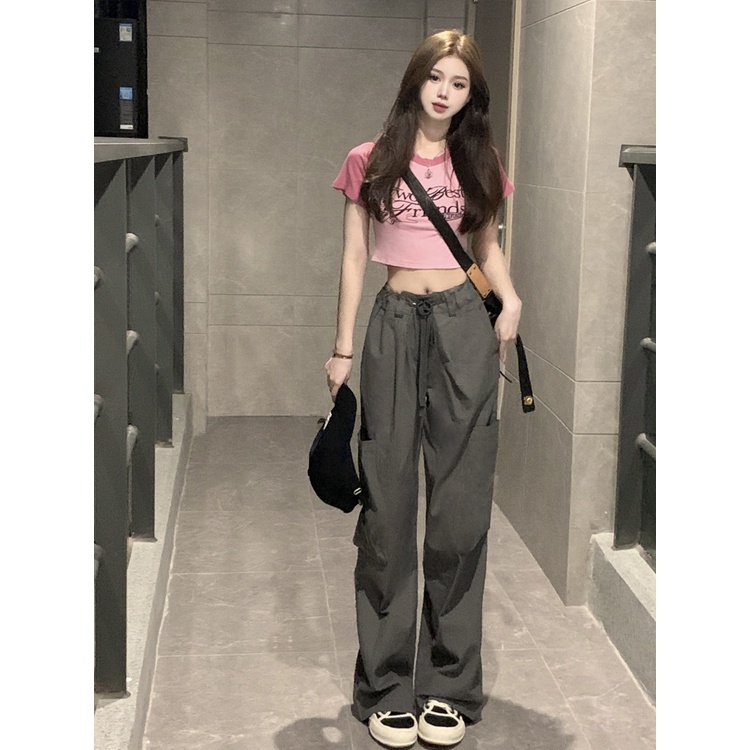 Red Fashion slim suit pink lengan pendek T-shirt top wanita kasual overall musim panas gadis dua potong tren