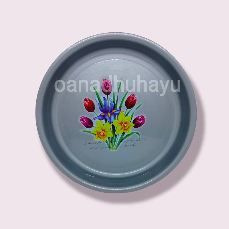 Nampan plastik bulat abu abu 1 lusin nampan saji bulat nampan bulat plastik