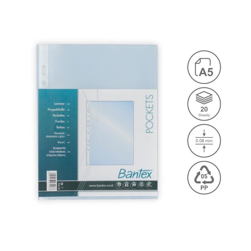 

DISCOUNT !! Bantex PP Pocket Sheet Protector A5 20 Lembar [KODE 911]