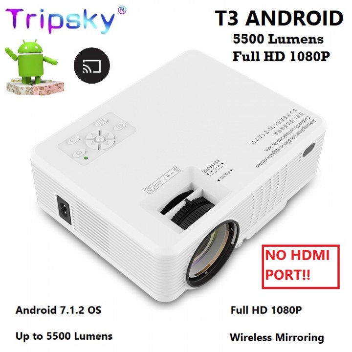 TRIPSKY T3 ANDROID Proyektor Android Smart Projector 5500 Lumens