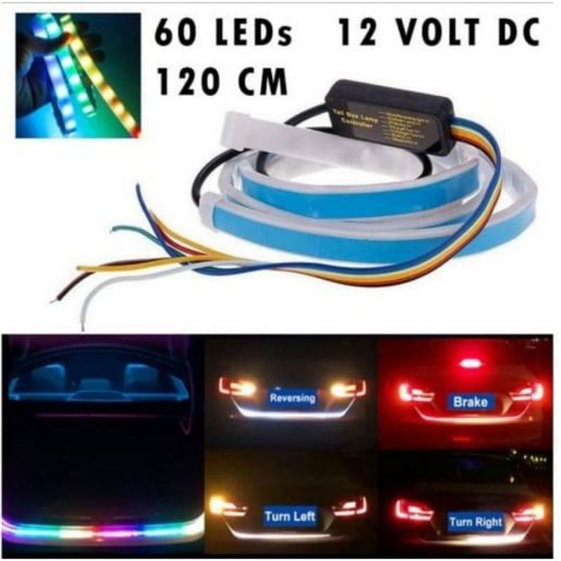 LAMPU BAGASI MOBIL 120CM 60LED DRL SEIN RUNNING HAZARD