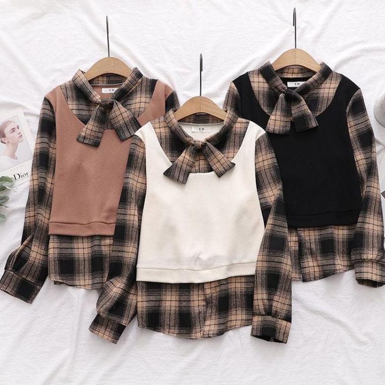 6FDRJ Pina Blouse Baju Kemeja Wanita Flanel Baju Shirt Atasan Top Atasan Wanita Terbaru Motif Kotak 