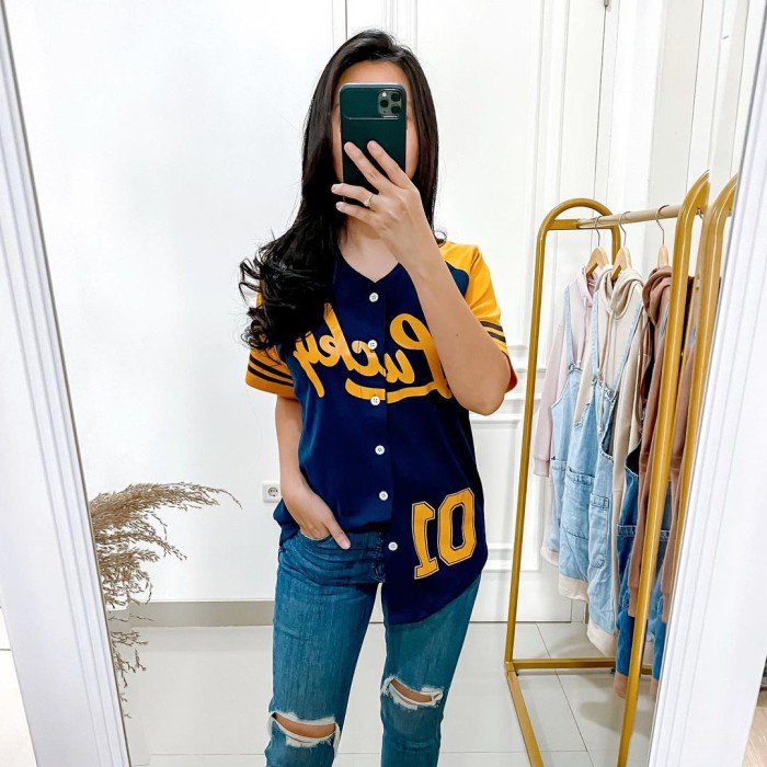 Terusan Wanita Dress  Double Lucky Baseball Lucky Katun Kaos Katun - Navy Tshirt gambar viral combed