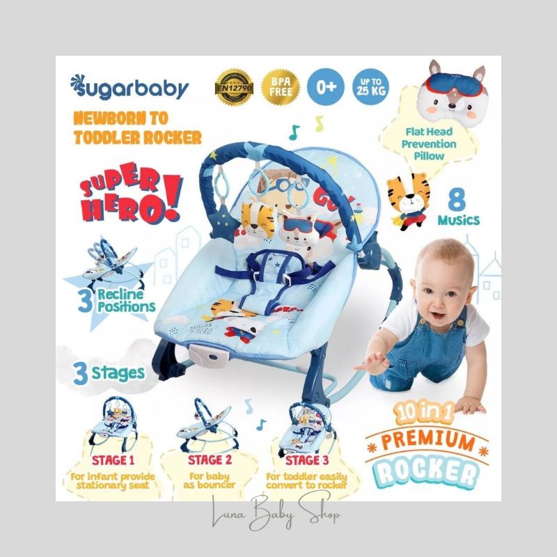 Sugar Baby Bouncer 10in1 Premium Rocker/Kursi Goyang