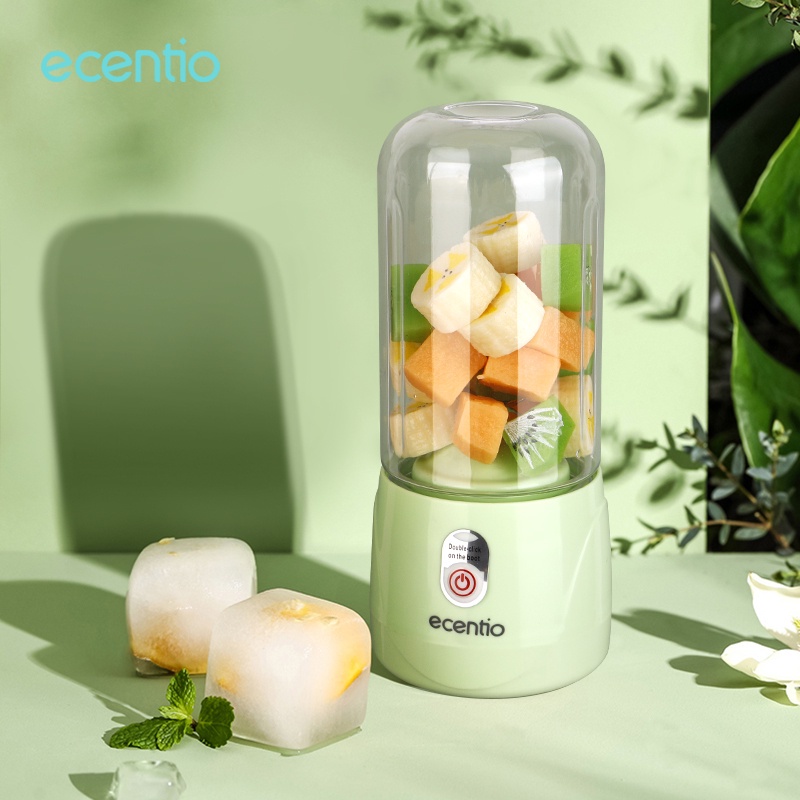 ecentio 6 Mata Pisau 410ml Portable Blender Hijau Juicer Jus Blander/Blender Mini USB Rechargeable