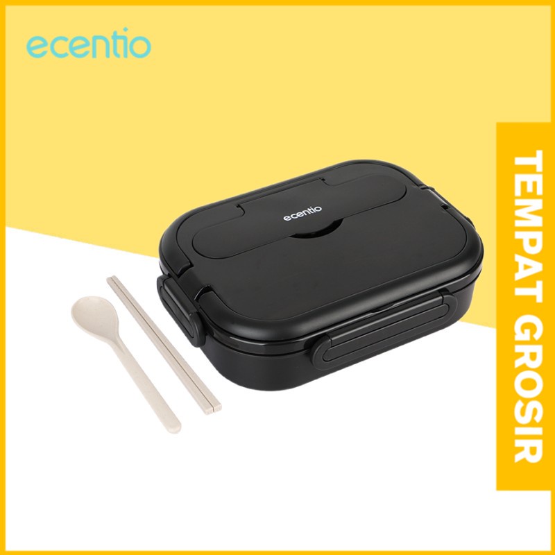 ecentio Kotak Makan set 304 Stainless Steel 4/5 Sekat Tempat Makan Tahan Suhu 1L/1.2L/Free sendok&amp;Sumpit Lunch Box