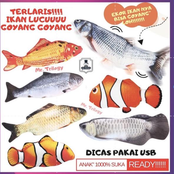 5.5 COD Mainan Ikan Goyang-Goyang Tiktok Goyang - Nemo Uget lucu kucing Arwana ikan gerak gerak main