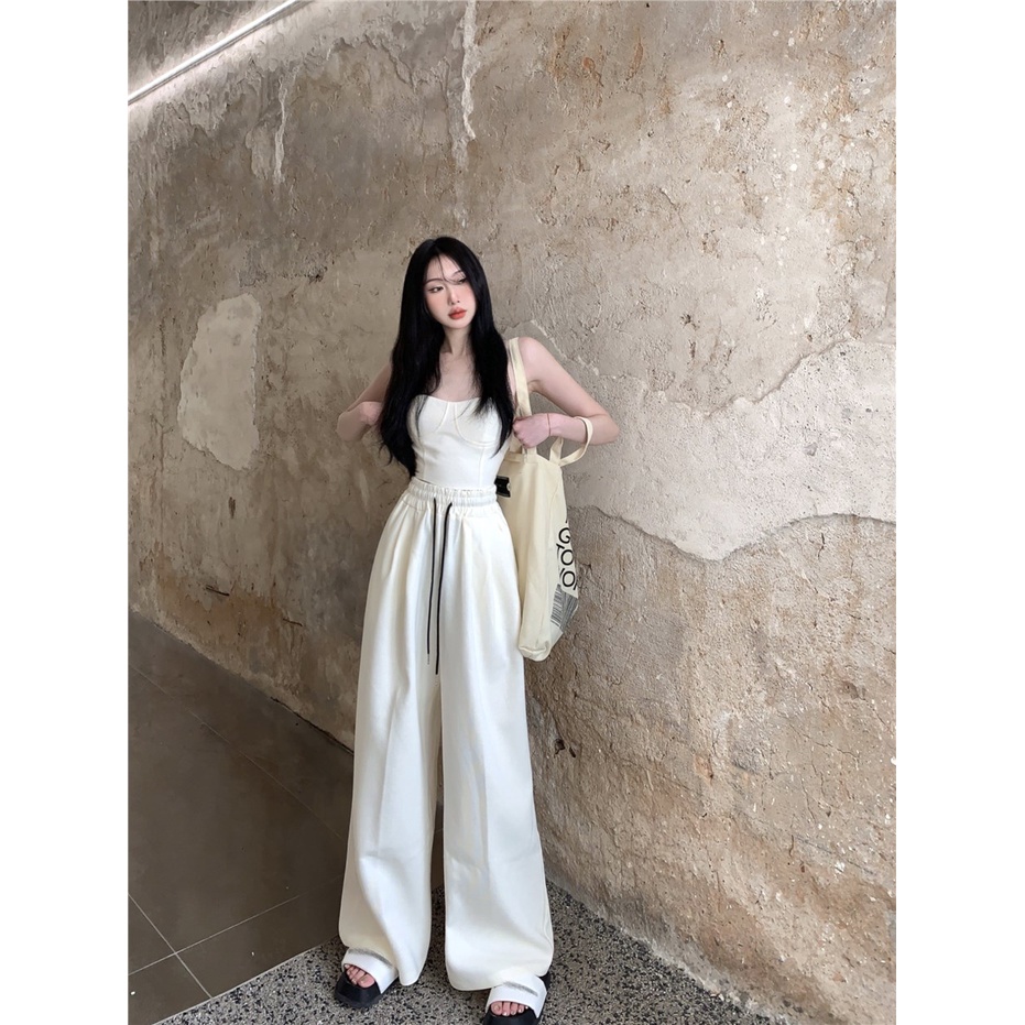 □❖celana wanita harga murah hot girl tabung atas rompi wanita musim panas baru baju olahraga pinggang tinggi kasual kecil celana lebar kaki celana dua potong celana wanita celana pinggang tinggi