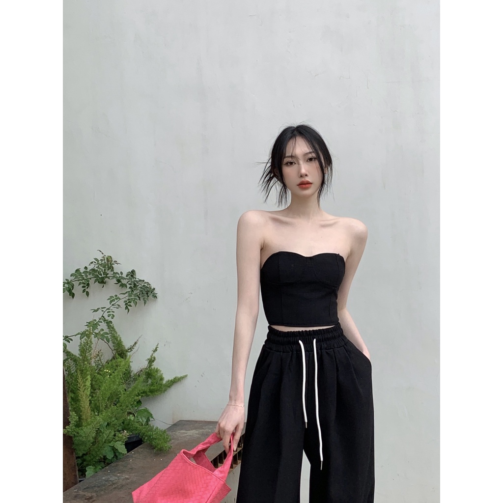 □❖celana wanita harga murah hot girl tabung atas rompi wanita musim panas baru baju olahraga pinggang tinggi kasual kecil celana lebar kaki celana dua potong celana wanita celana pinggang tinggi