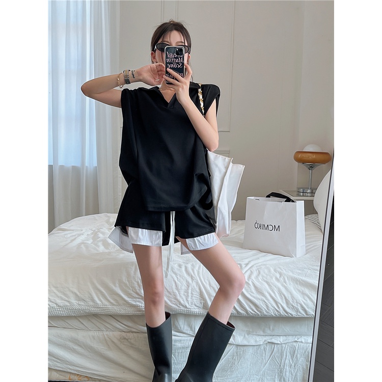 ✥❖celana wanita impor gaya Korea olahraga dan rekreasi fashion setelan longgar t-shirt rompi top wanita musim panas celana pinggang tinggi celana pendek setelan celana wanita celana highwaist