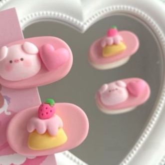 【Bayar di tempat】Jepit Rambut Kartun Piggy Love Oval Hairpin Cute Sweet Student Hairpin