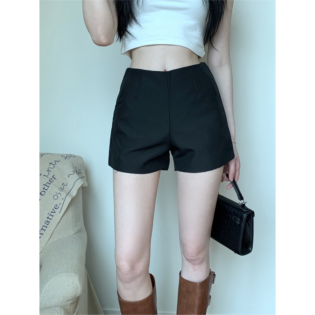 ▣celana wanita import black high waist casual shorts women s summer 2023 new hot girl hot pants serbaguna kecil lurus lebar kaki celana celana wanita celana highwaist