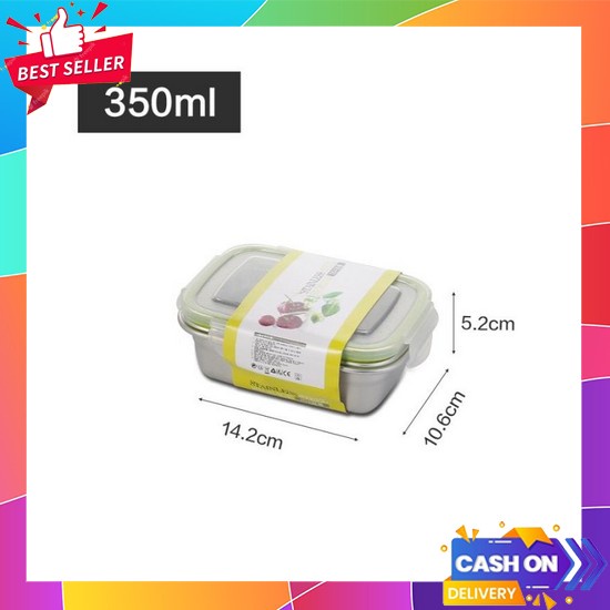 Lunch Box Letyeah Lunch Box Stainless 304 Anti Tumpah /Kotak Makan +Mangkuk Sup - Merah Muda(Q9P7) L