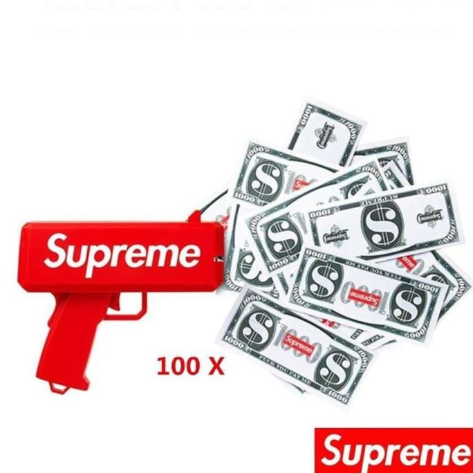 Mainan Anak Pistol Tembakan Money Gun Dollar Uang Supreme Merah
