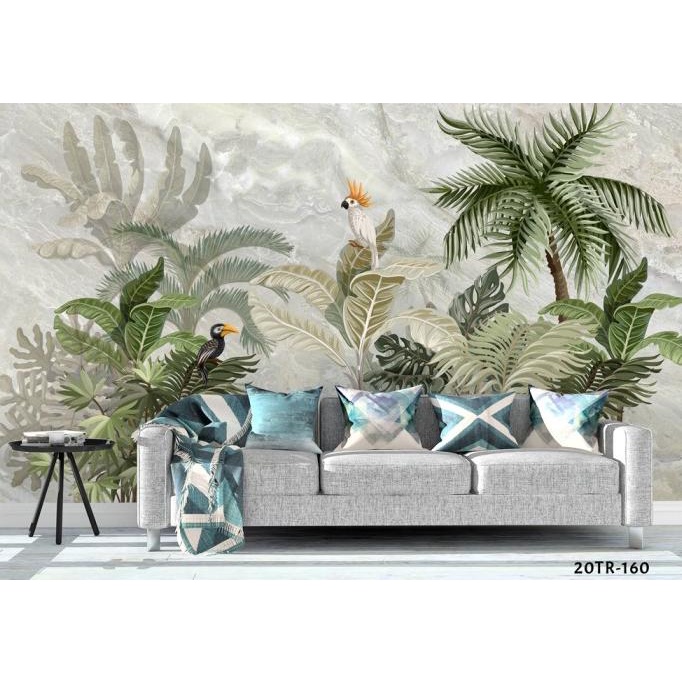 Wallpaper Custom Mural Photo Wall Background Tropical Daun Leaf