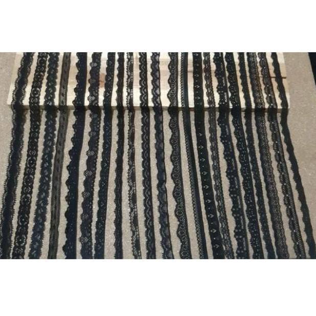 STAR Renda Stretch Karet/Elastis Hitam 1cm-1.5cm (rol) 15yard