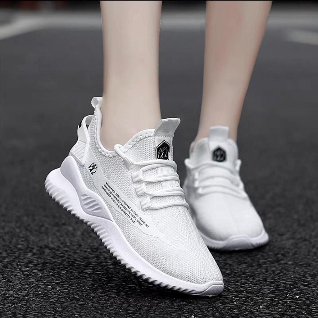 GROSIRTAS LV0181 Sepatu Sneakers Wanita Import Bahan Rajut Alphabet