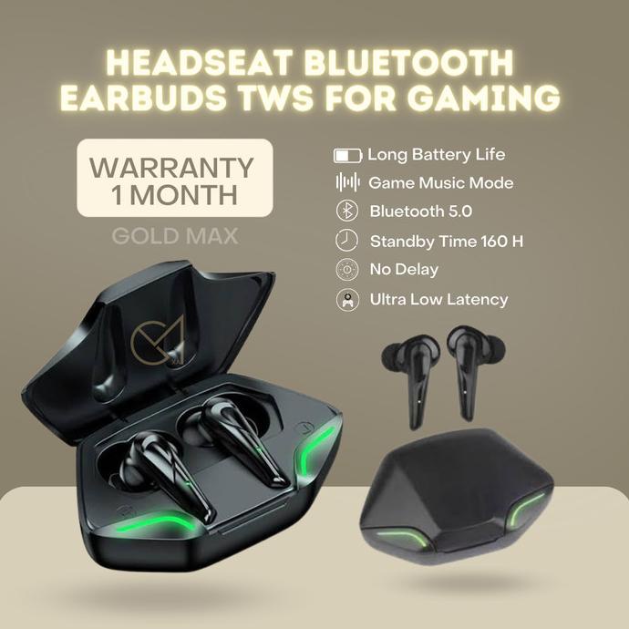Terbaru Headset Bluetooth Gaming Super Bass Wireless Earphone Tws No Delay