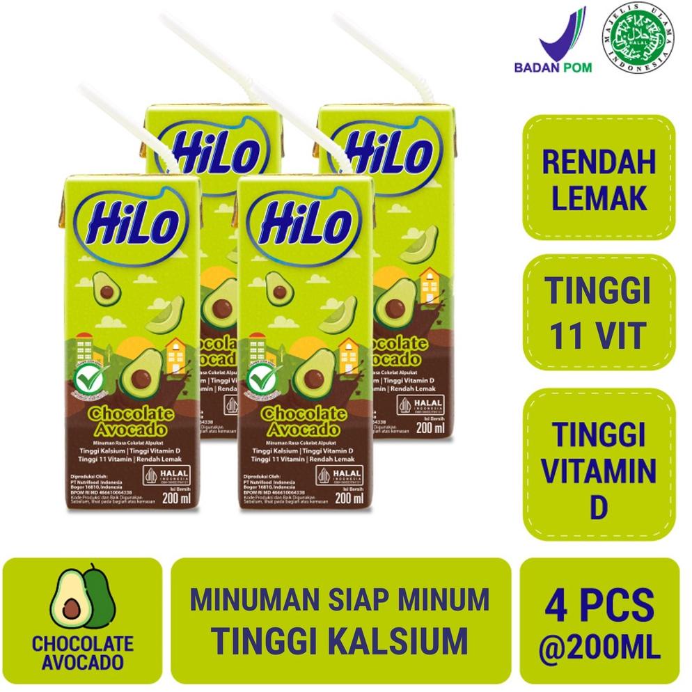 

[MCH] 4 Pack - HiLo UHT Chocolate Avocado Ready to Drink 200ml - Minuman Siap Minum Tinggi Kalsium 9086