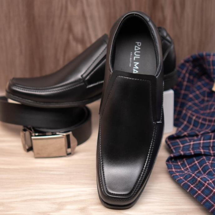 Terbaik Paulmay - Sepatu Formal Kerja Pria Venesia 25 - Slip On Black Original