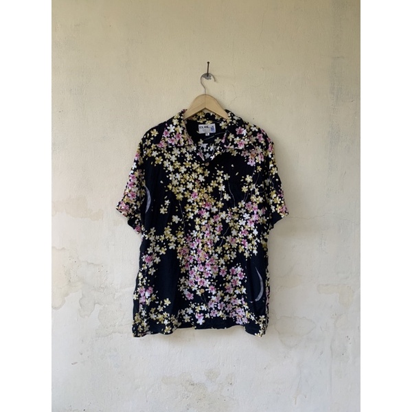 vintage iloani hawaiian open collar sakura blossom shirt kemeja sunsurf toyo enterprise
