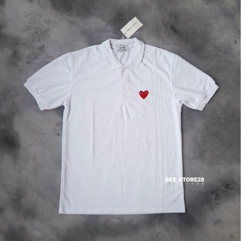 KAOS KERAH POLO SHIRT PLAY CDG BORDIR PREMIUM MIRROR