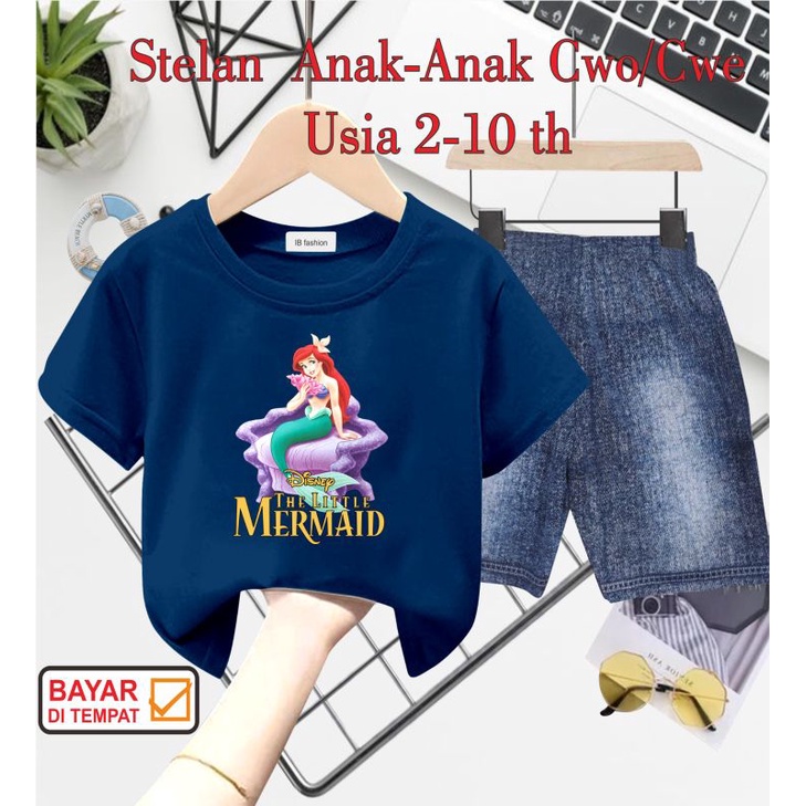 ((IB))SETELAN ANAK PEREMPUAN SEMI JEANS/MERM41D DIGITAL SABLON