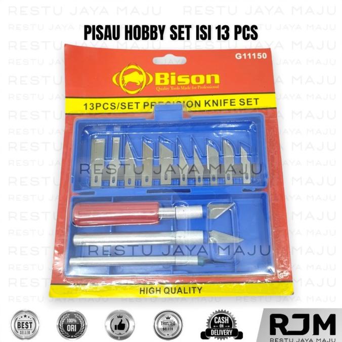 

^^^^^] BISON Pisau Cutter Precision Knife Art Craft 13Pcs Pahat Ukir 12 set