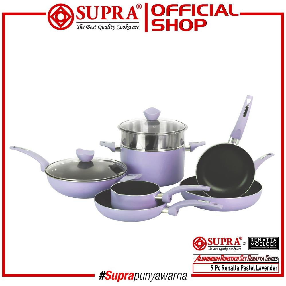 Supra Panci Set Alumunium Anti Lengket Renatta Moeloek Signature Pastel 9 Pcs - Lavender