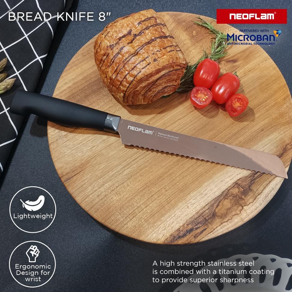 Neoflam Titanium Bread Knife Rose Gold / Pisau Roti Bergerigi