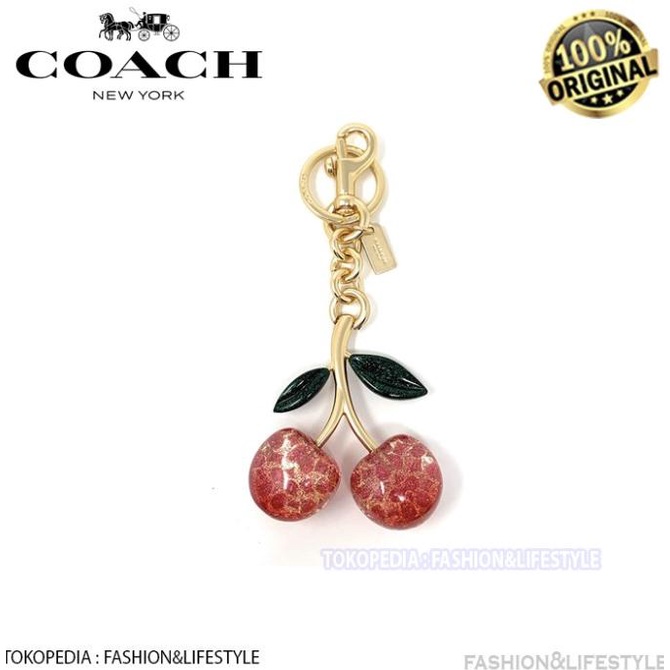 COACH CHARM KEYCHAIN Signature Cherry Bag ORIGINAL 100% terlaris