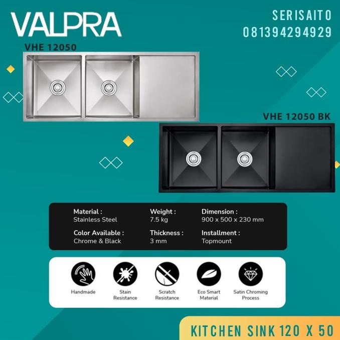 yang dicari] Kitchen Sink Valpra 120x50 cm / Bak Cuci Piring Stainless 12050 Double