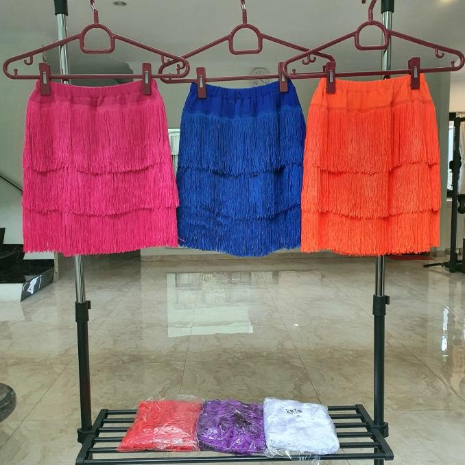 ROK RUMBAI FLARE SKIRT DANSA LINE DANCE KOSTUM PAKAIAN SENAM TARI (rt)