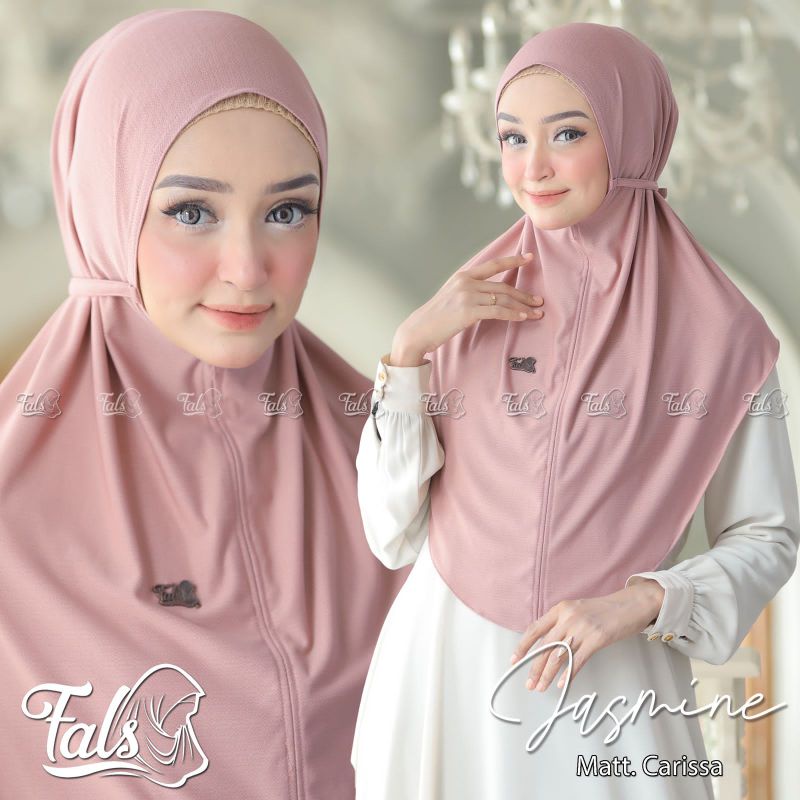 (Ori Fals) JASMINE •jilbab instan jersey carissa•bergo instan non pet