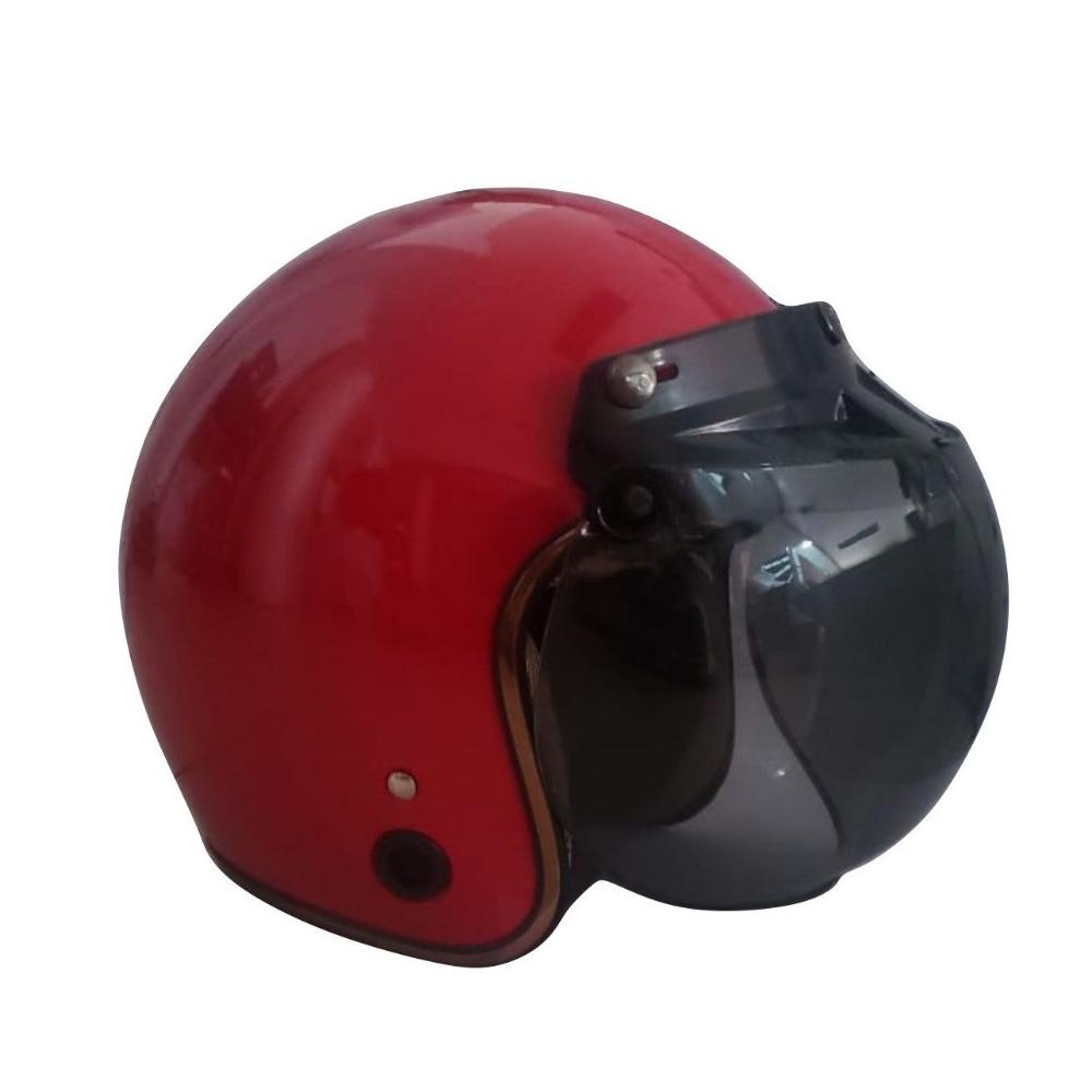 Helm Bogo / Helm Retro / Helm List Chrome Hkm Red Gold + Kaca