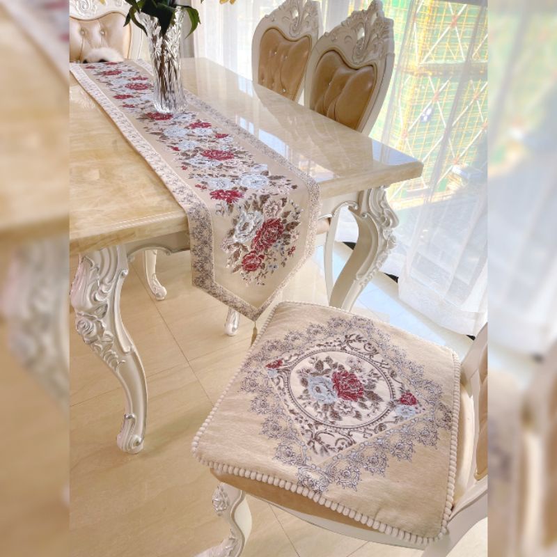 Table Runner Taplak Meja Tamu/Meja Makan Belgi Turki Premium