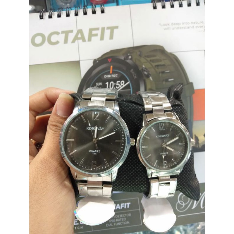 Jam Tangan Couple Pria Wanita Kingway Polos Rantai Stainless Steel Analog
