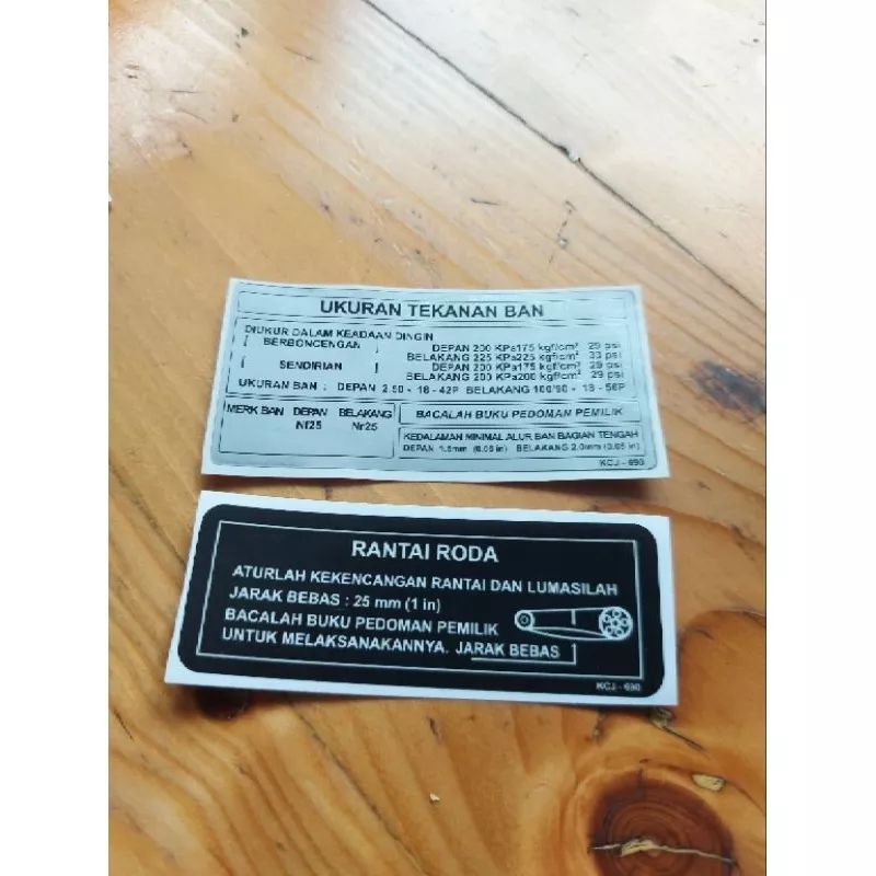 Stiker Keterangan Detail Tutup Rantai Honda Tiger