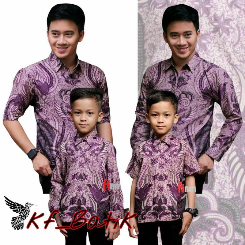 Batik Kf_Batik17 Couple Baju Kemeja Hem Batik Couple Ayah dan Anak Laki laki Cowok Premium Terbaru T