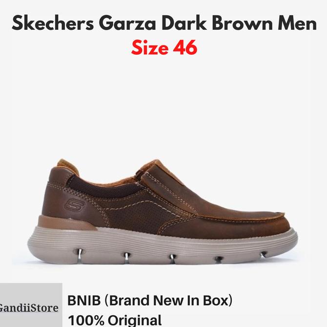 Trend Sepatu Formal Kantor Pria Skechers Garza 204572/Cdb Brown Men Bnib Ori Stok Terbatas