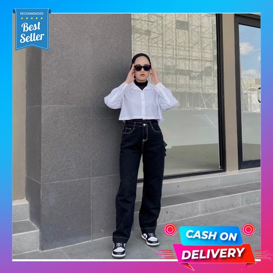 Jeans Boyfriend Wanita / Korean Highwaist Kulot Jeans Wanita Thegirlhouse - Highwaist Kulot Loose