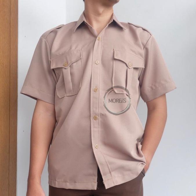 Seragam Baju Pramuka Pendek Laki Bahan Rapilo/Laricci