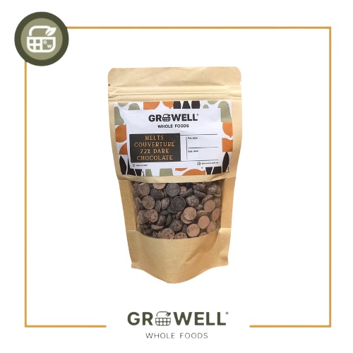 

MELTS COUVERTURE 72% DARK CHOCOLATE PAPER 250GR