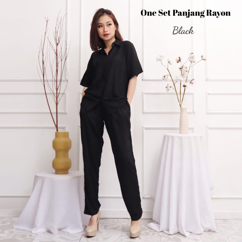 CP KERAH CELANA TALI TWILL - AMRO SLEEPWEAR Piyama Rayon Twill One Set