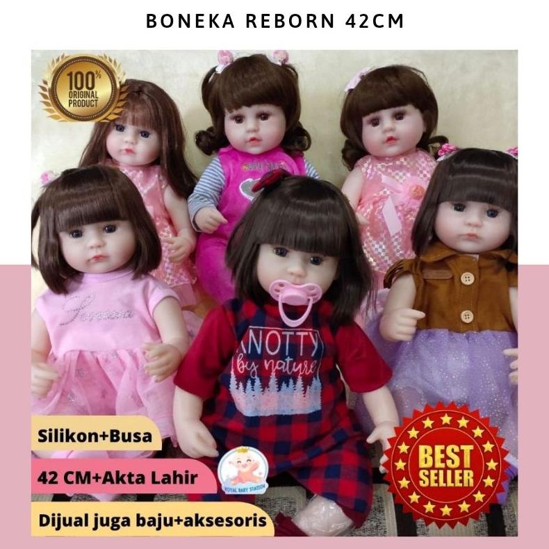 Termurah Boneka Reborn Bayi Silikon Mirip Asli Dengan Akta Lahir Cantik Mewah 42 Cm 18 Inch