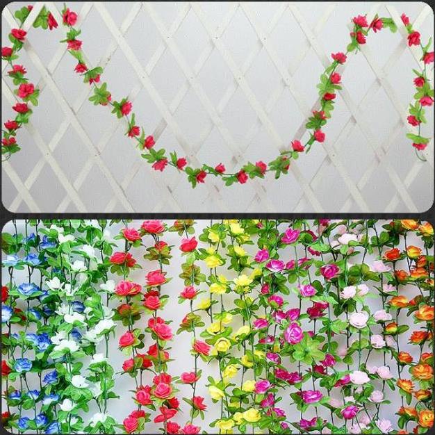 BUNGA RAMBAT PLASTIK KECIL 100 BUNGA ARTIFICIAL HOME DEKOR BUNGA MAWAR PLASTIK