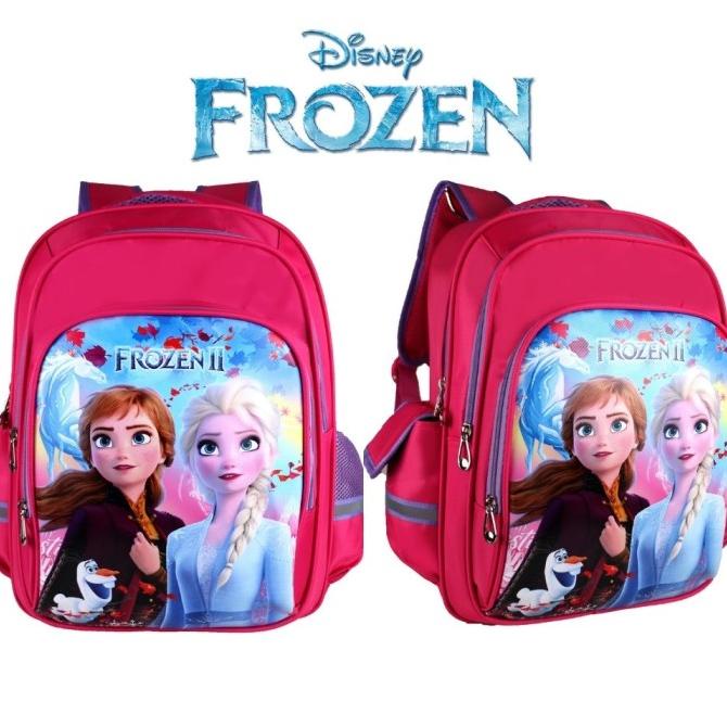 Tas Sekolah Ransel Anak Perempuan SD Karakter Frozen 3D Emboss + Lampu
